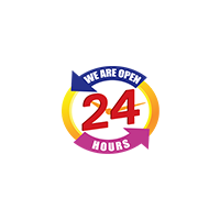 We Are Open 24 Hours Logo